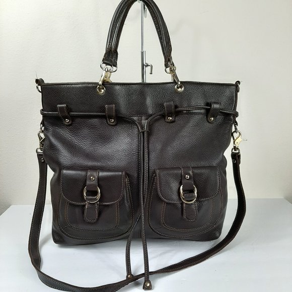 Allison Scott Stone Mountain Brown Leather Tote Pu - Picture 1 of 8